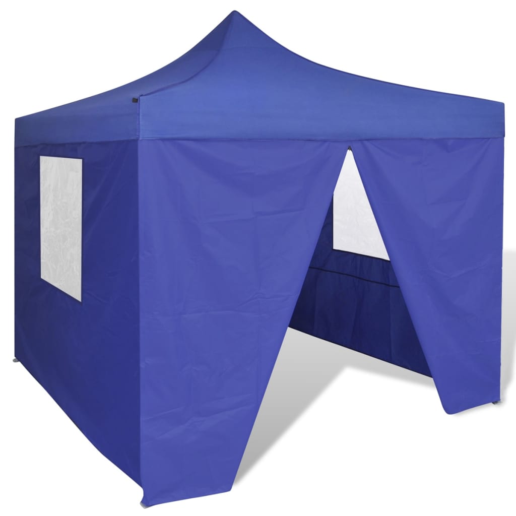 Folding tent with 4 walls 3 x 3 m blue