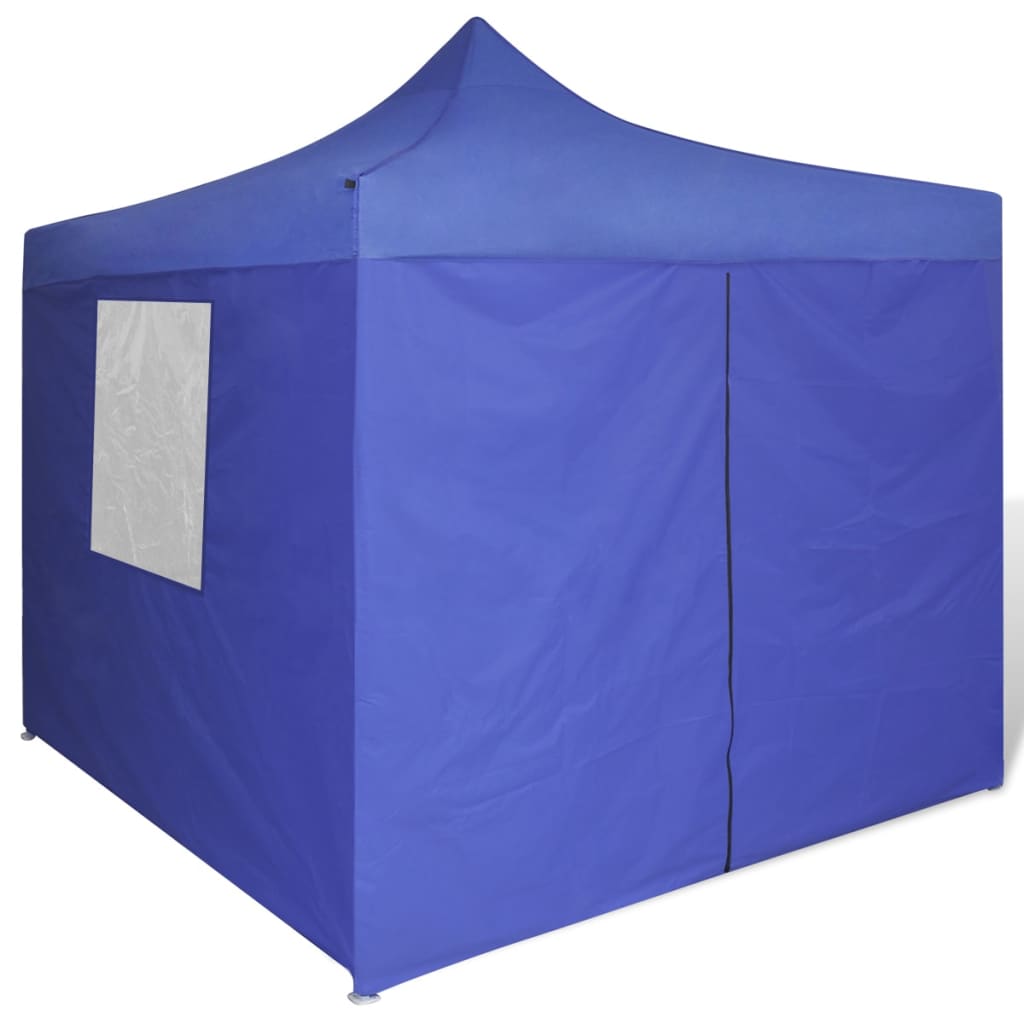Folding tent with 4 walls 3 x 3 m blue