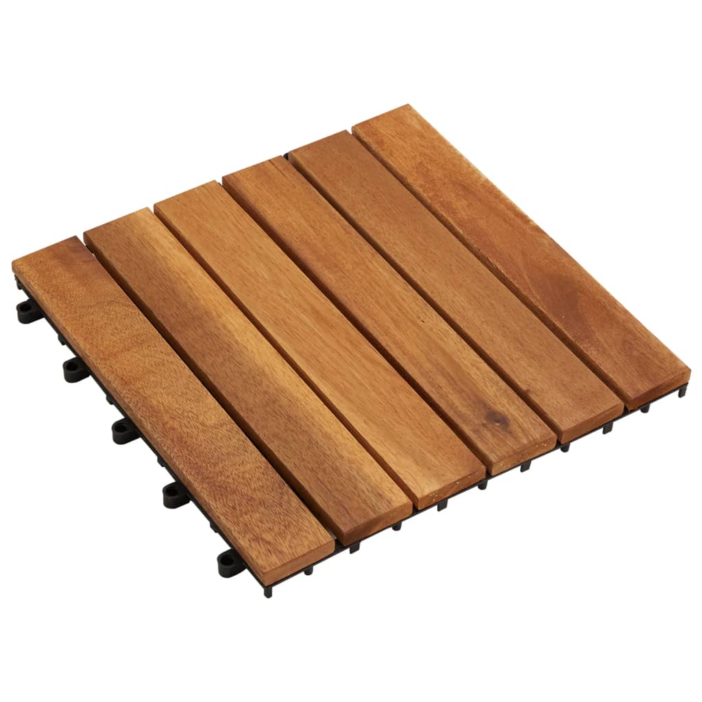 10 x Acacia Wood Tiles 30 x 30 cm Vertical Pattern