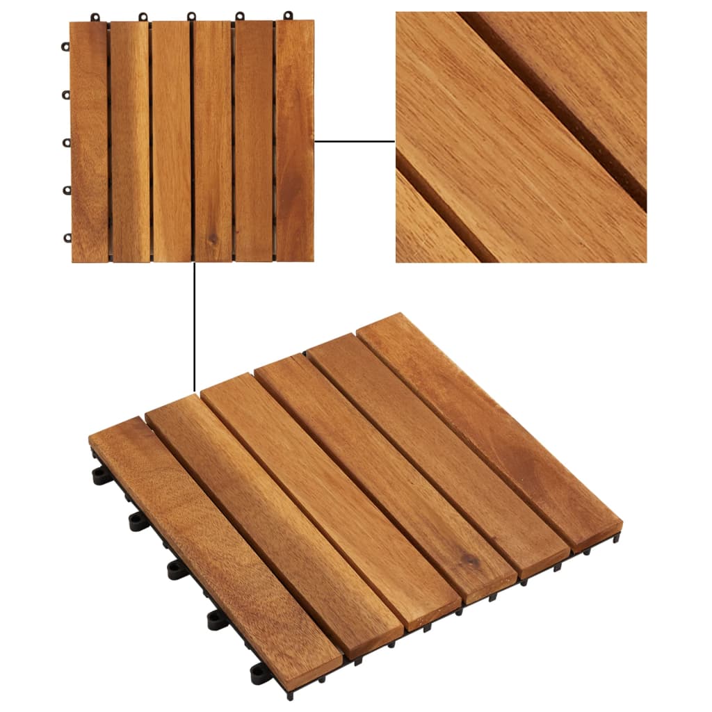 10 x Acacia Wood Tiles 30 x 30 cm Vertical Pattern