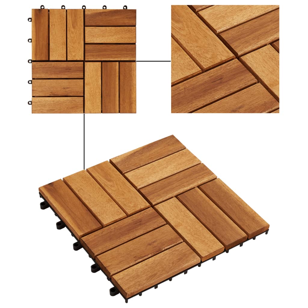 10 x Acacia wood tiles 30 x 30 cm