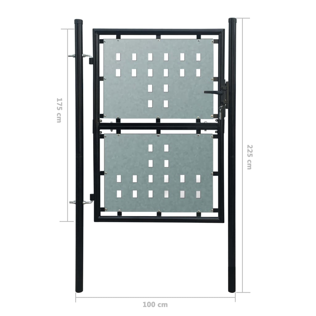 Fence gate (single gate) black 100x225 cm