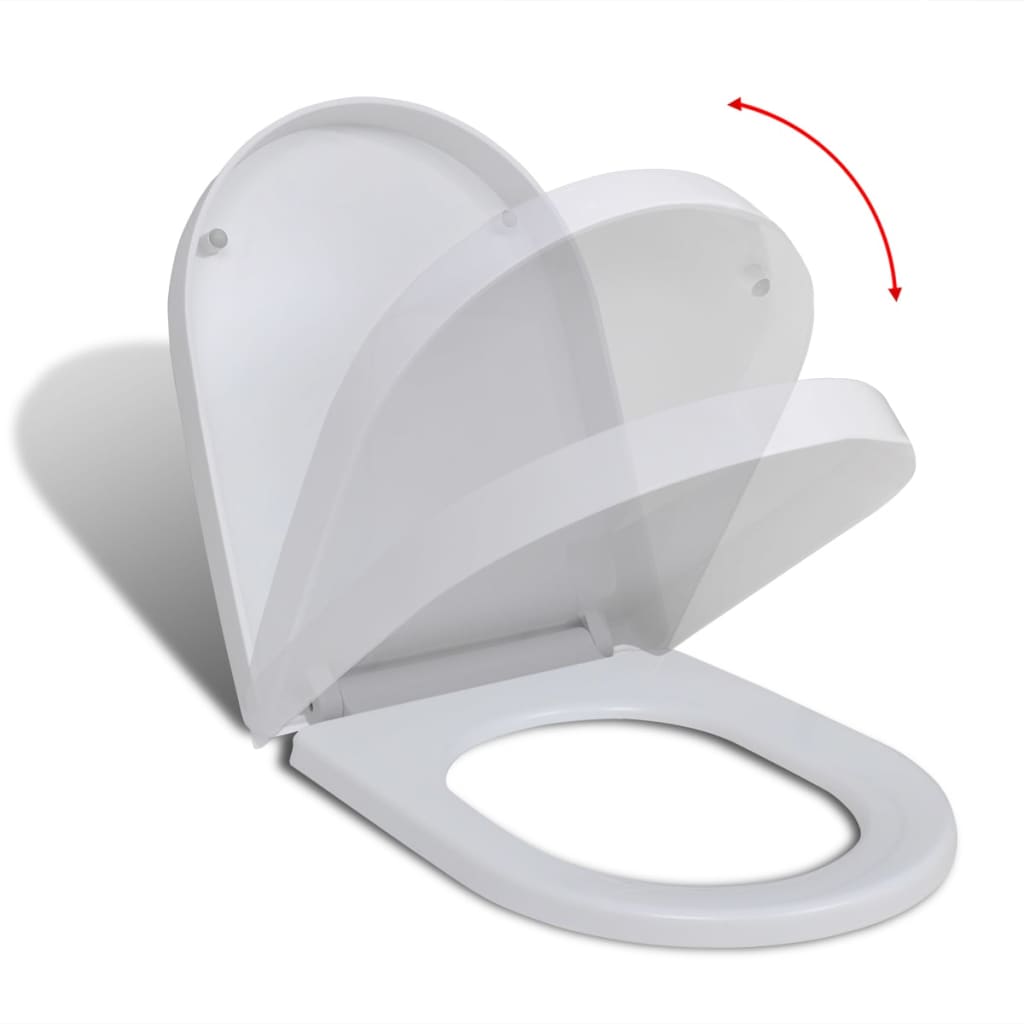 Toilet seat with soft-close mechanism and quick release white square