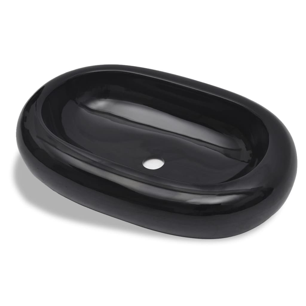 Black oval ceramic sink