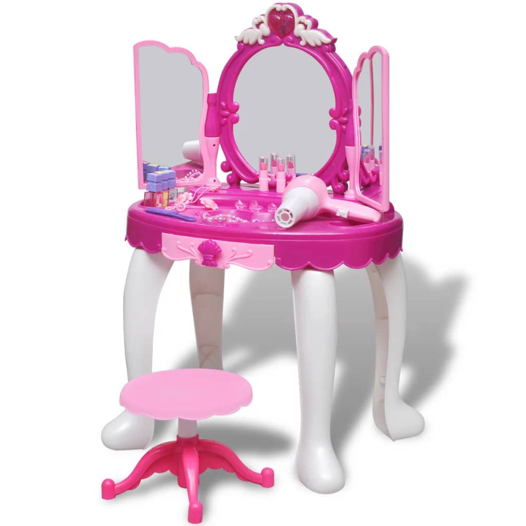 Children's dressing table with 3 mirrors and light/sound