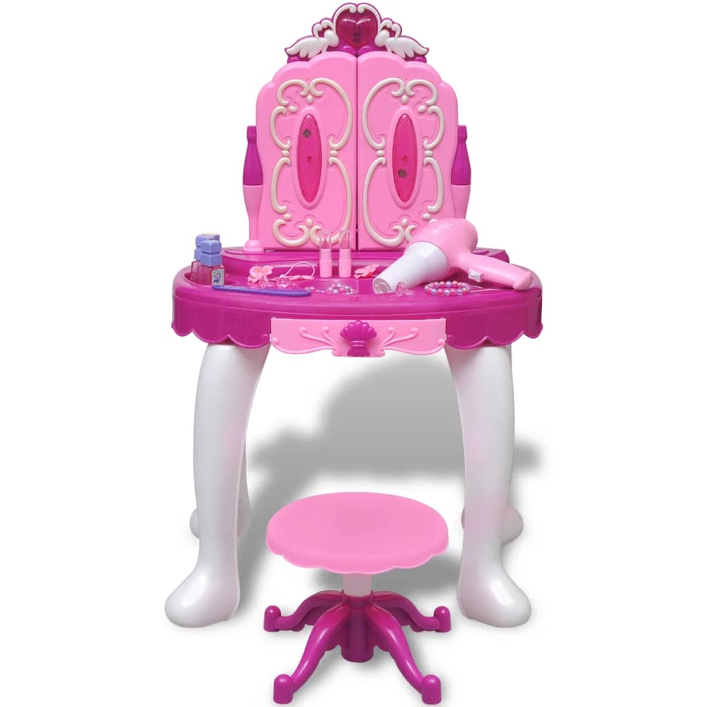 Children's dressing table with 3 mirrors and light/sound