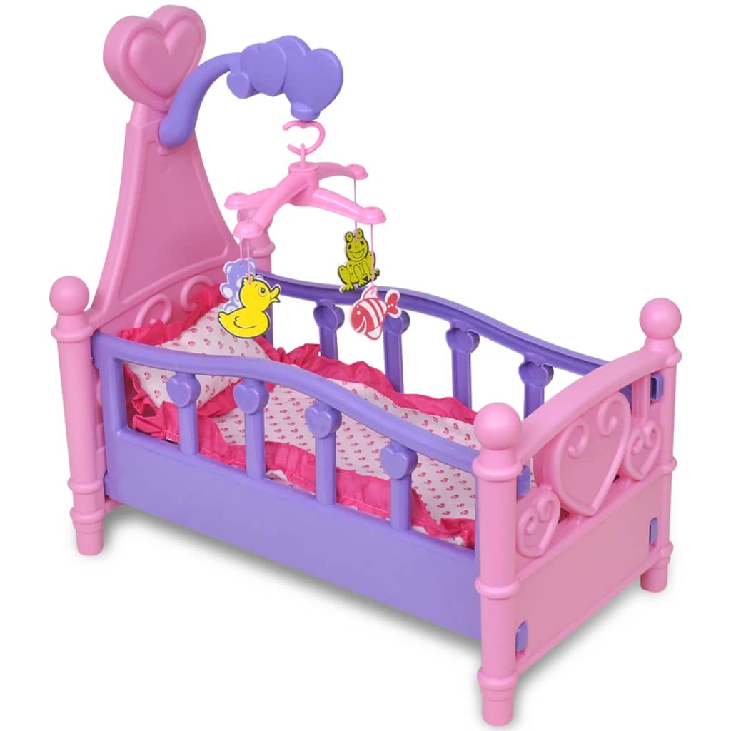 Doll bed children's toy pink + purple