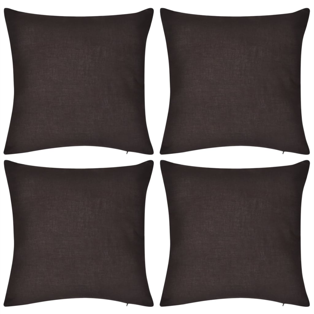4 brown cotton pillowcases 50 x 50 cm
