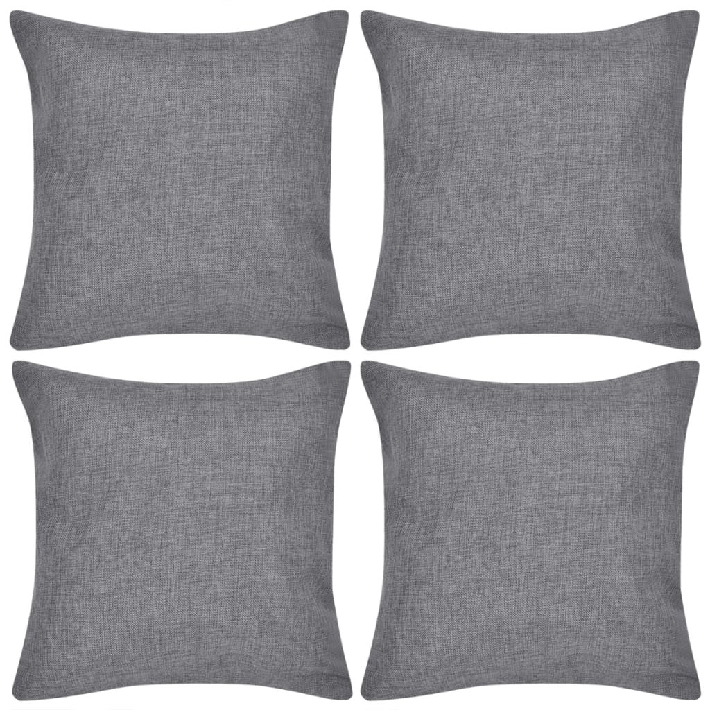 4 cushion covers in anthracite linen look 40 x 40 cm