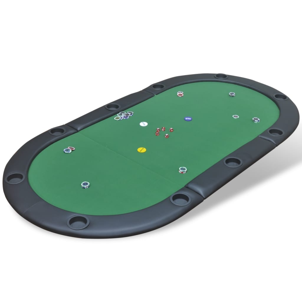 Foldable Poker Table Top for 10 Players Green