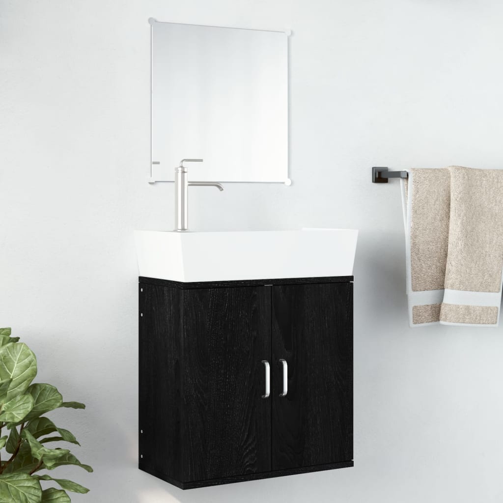 vidaXL 2 pcs. Bathroom furniture set black wood material