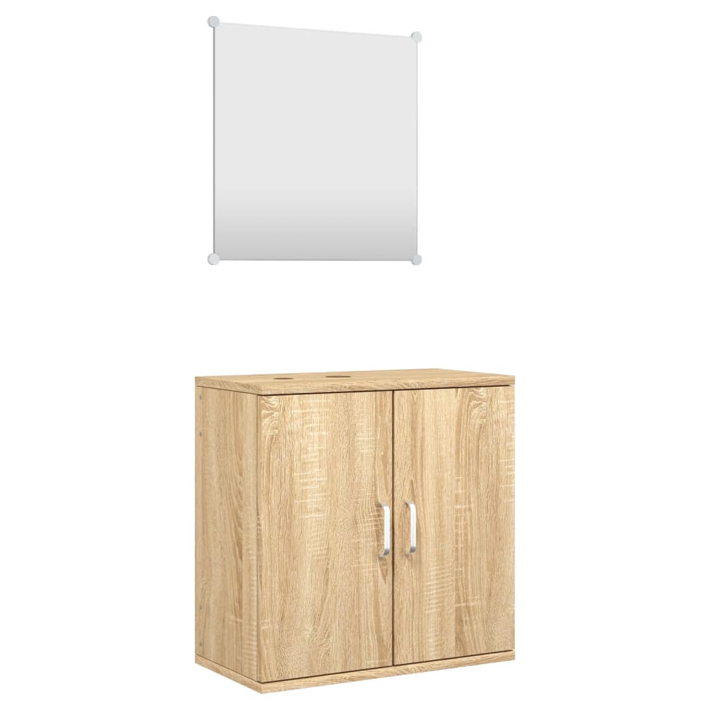 vidaXL 2 pcs. Bathroom furniture set oak look wood material