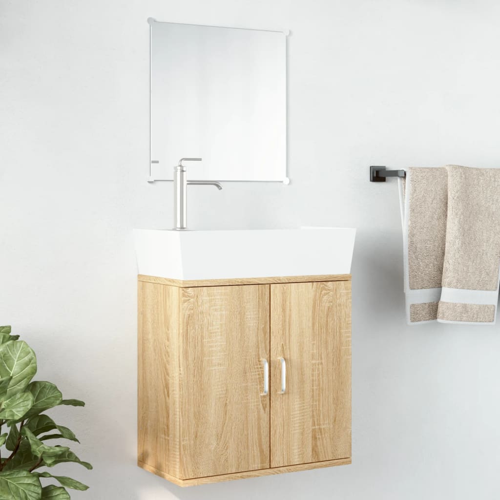 vidaXL 2 pcs. Bathroom furniture set oak look wood material