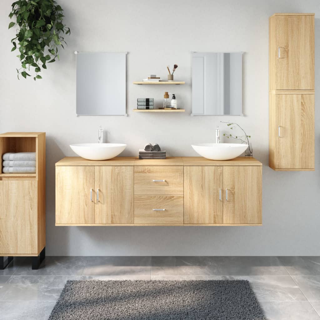 vidaXL 7 pcs. Bathroom furniture set oak look wood material