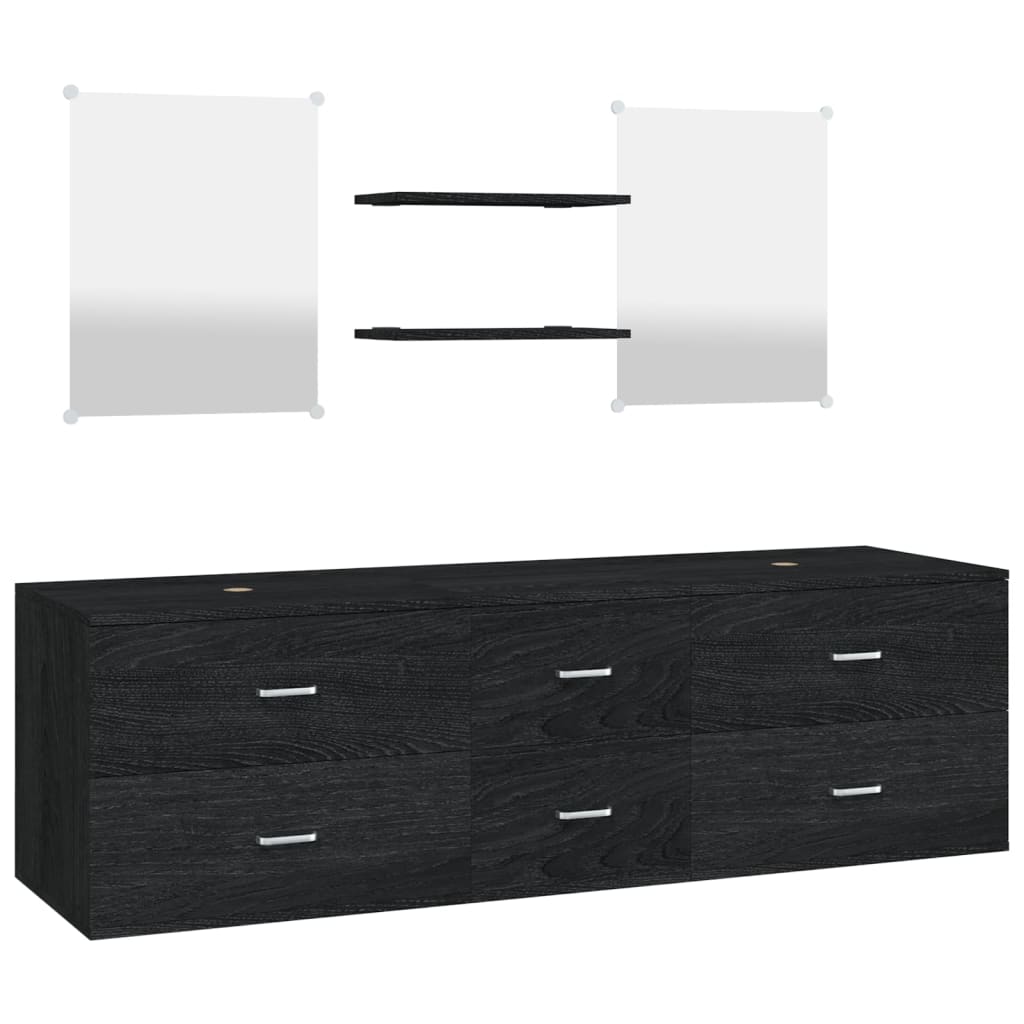 vidaXL 5 pcs. Bathroom furniture set black wood material