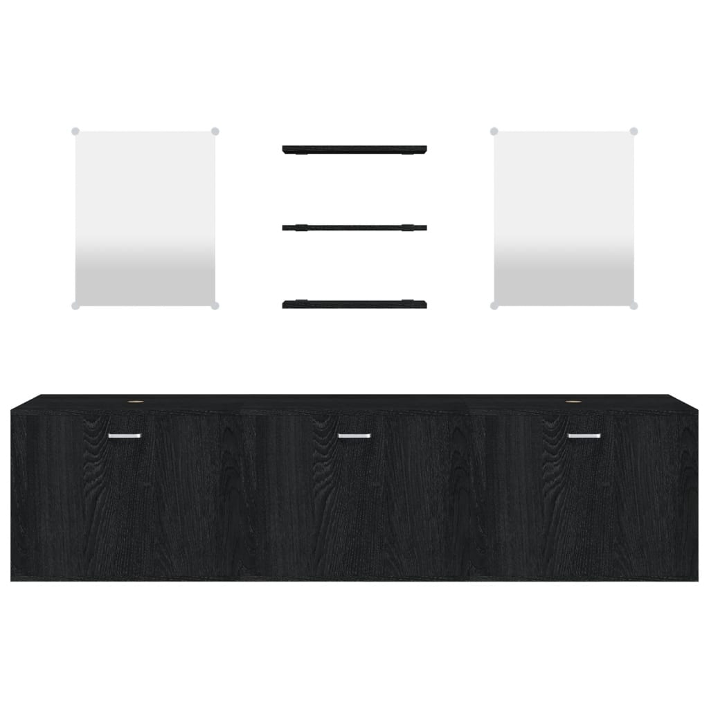 vidaXL 6 pcs. Bathroom furniture set black wood material