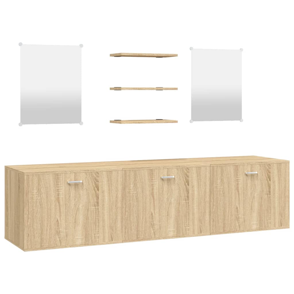 vidaXL 6 pcs. Bathroom furniture set oak look wood material