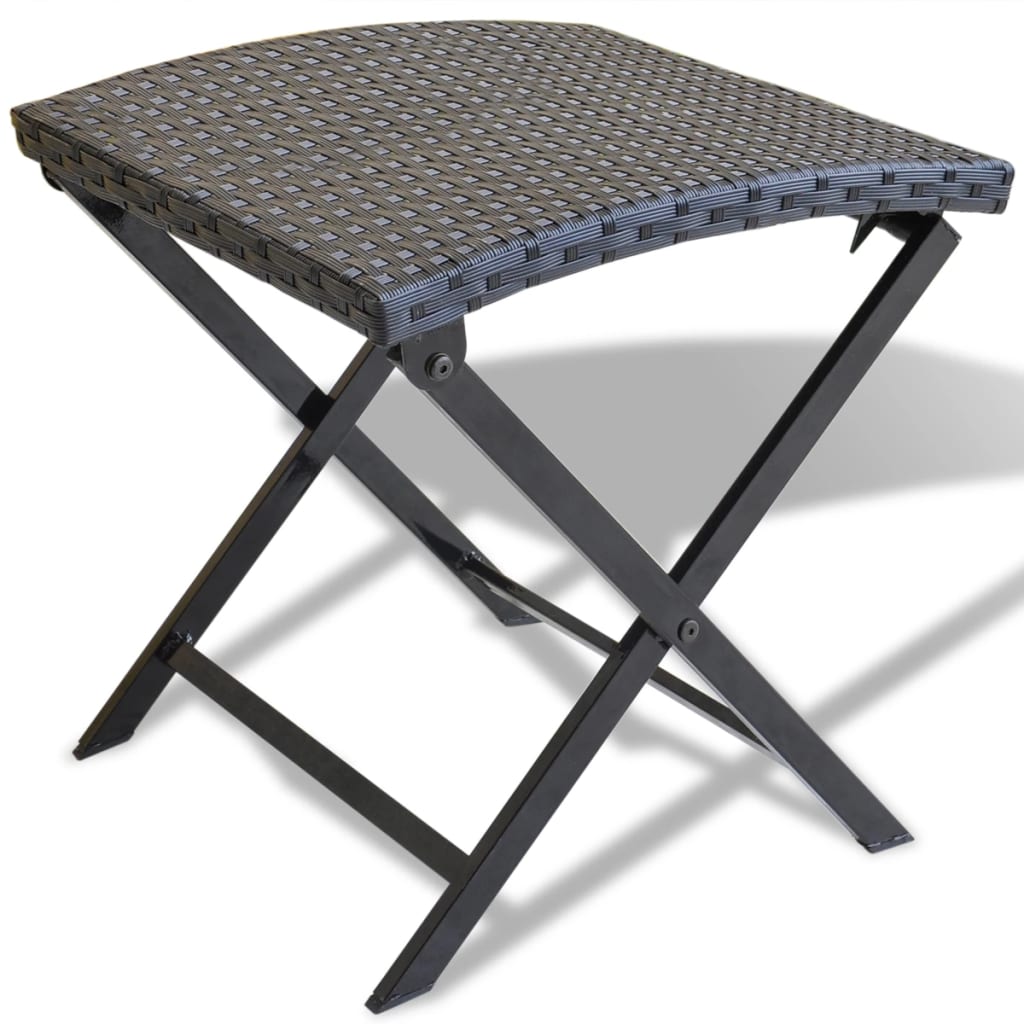 Folding stool poly rattan black