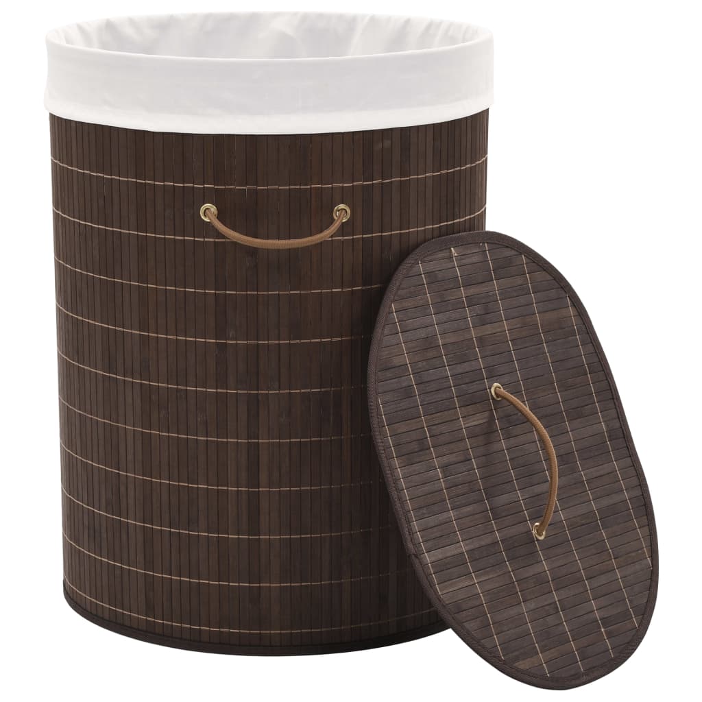 Bamboo laundry basket oval dark brown