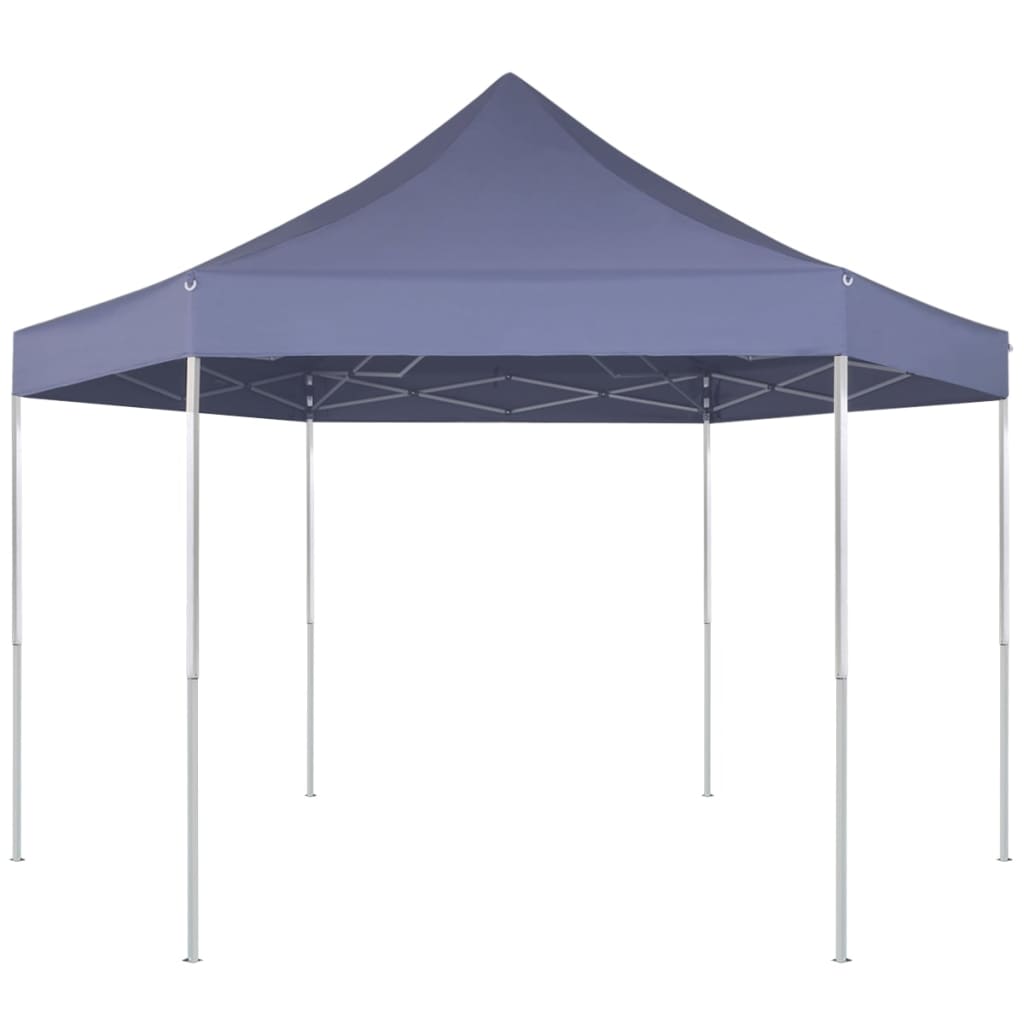 Pop-Up Party Tent Hexagonal Foldable Dark Blue 3.6x3.1 m