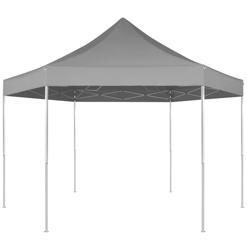 Pop-Up Party Tent Hexagonal Foldable Gray 3.6x3.1 m