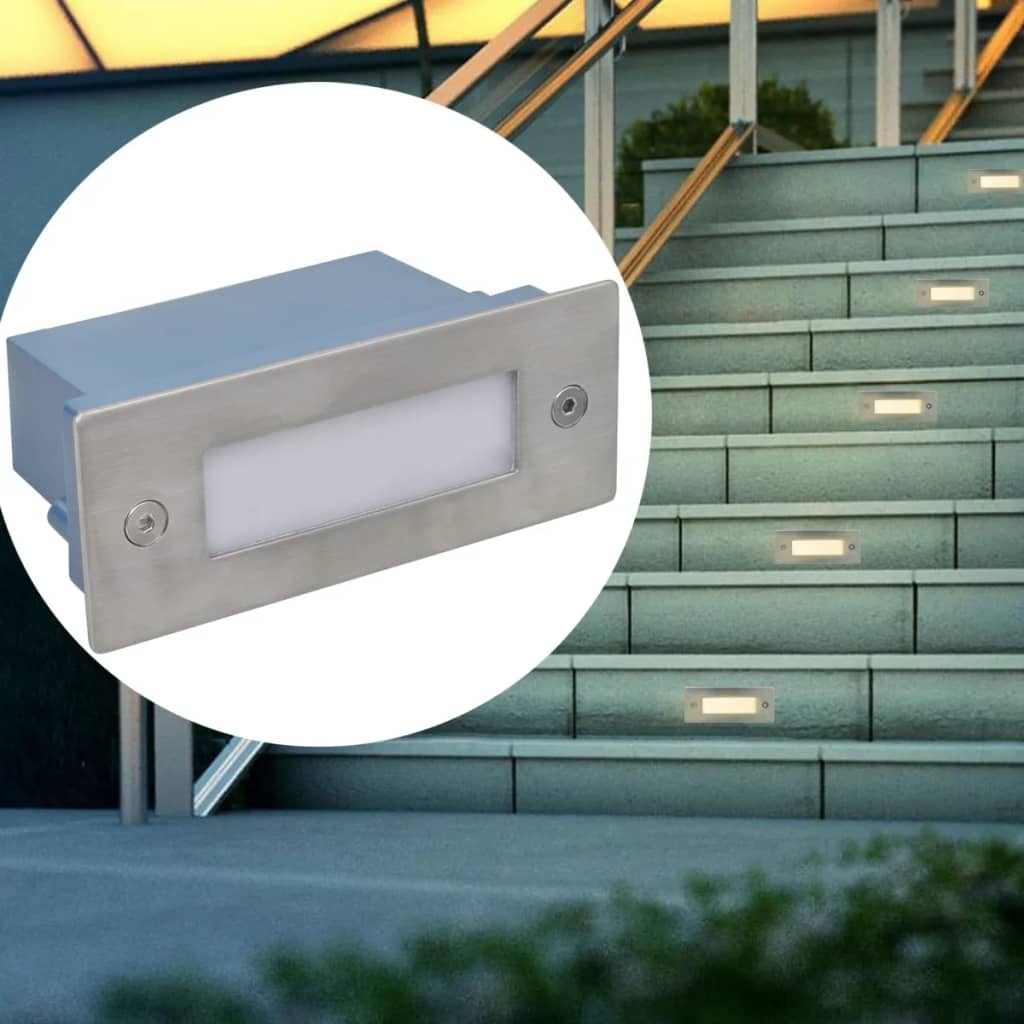 LED recessed wall lights for stairs 6 pieces 44x111x56 mm