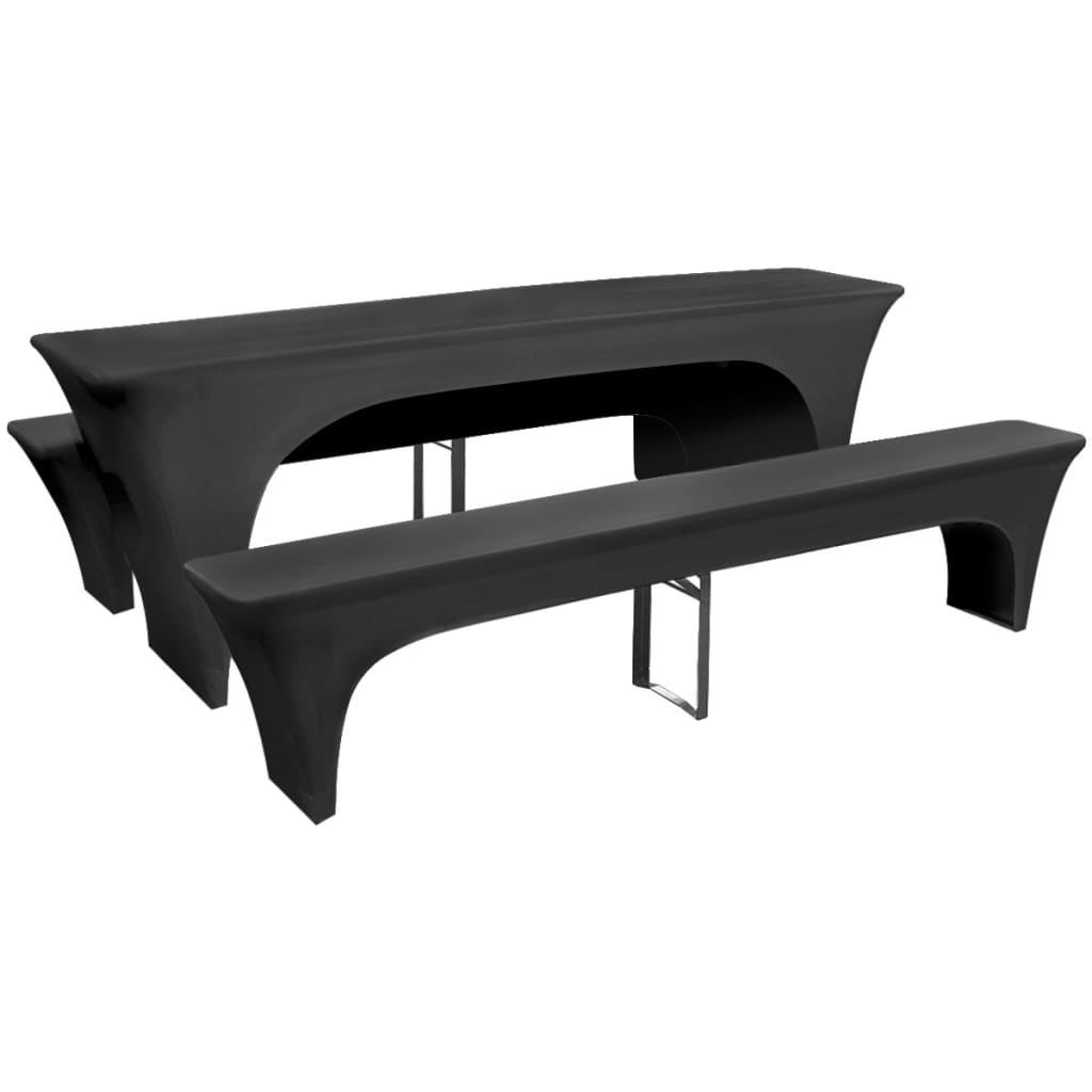 Three-piece protective cover set for beer tables/benches stretch anthracite