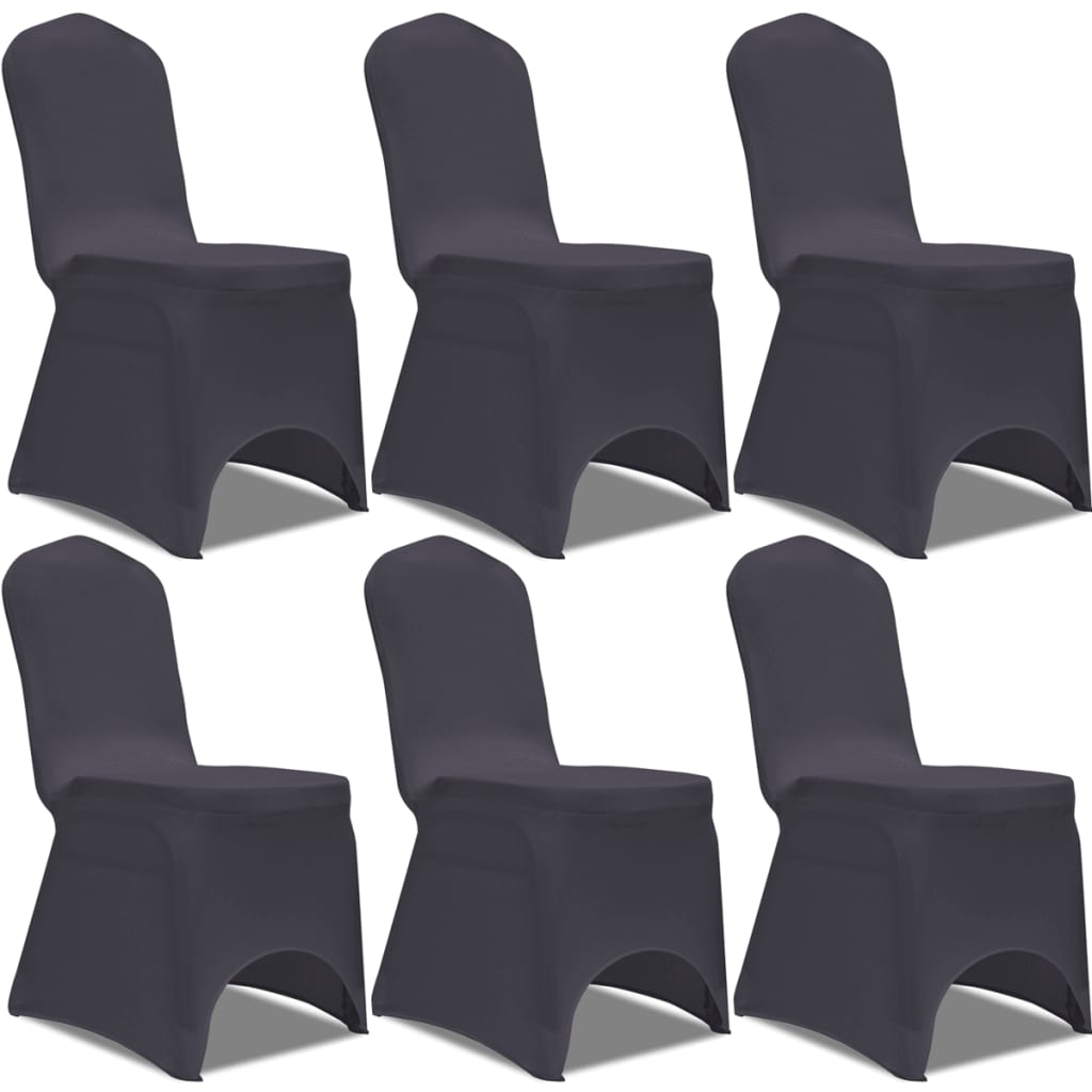 Stretch chair cover 6 pieces anthracite