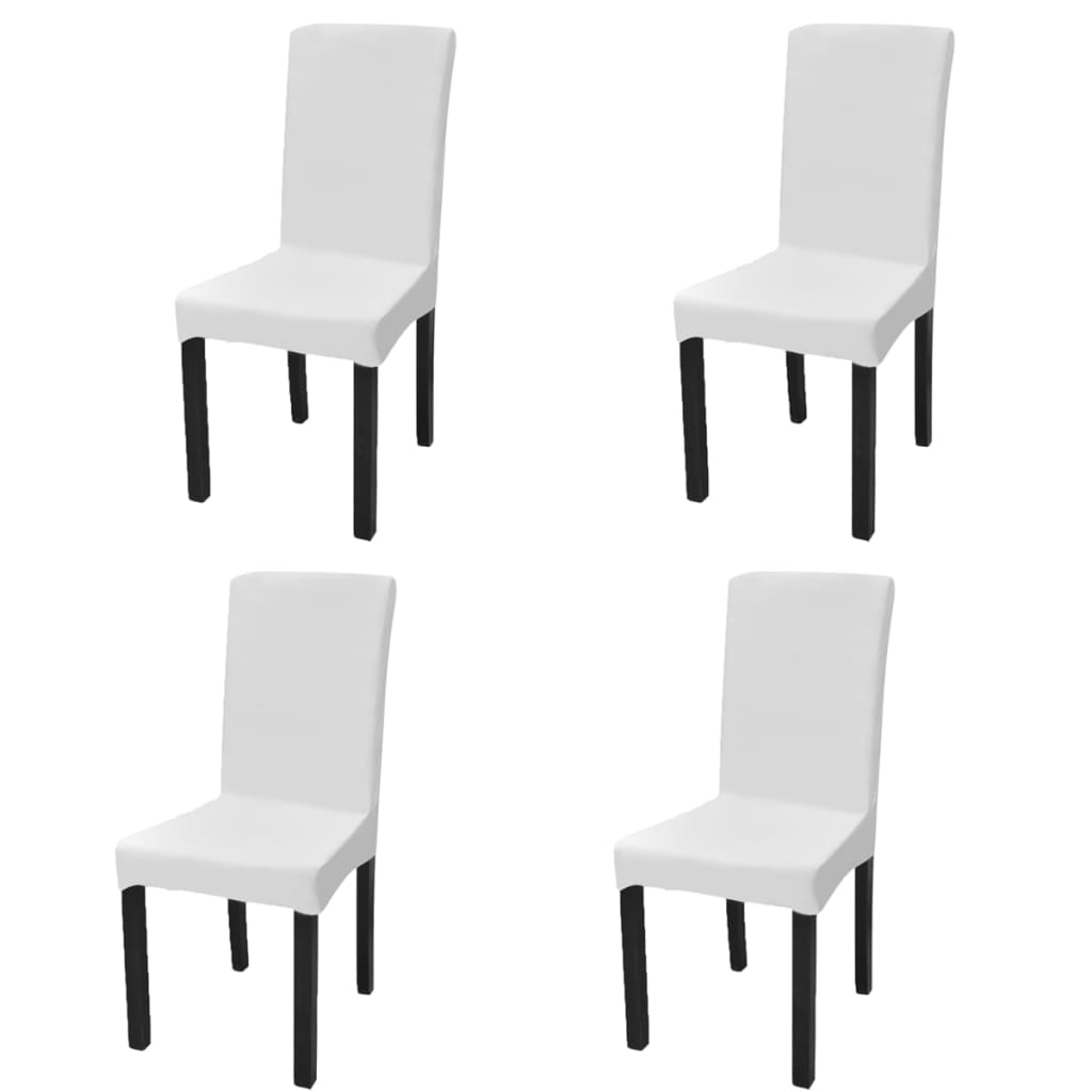 Stretch chair covers straight 4 pieces white