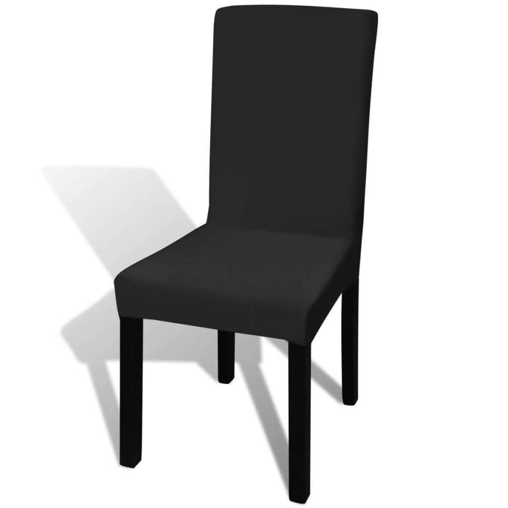 Stretch chair covers straight 4 pieces black