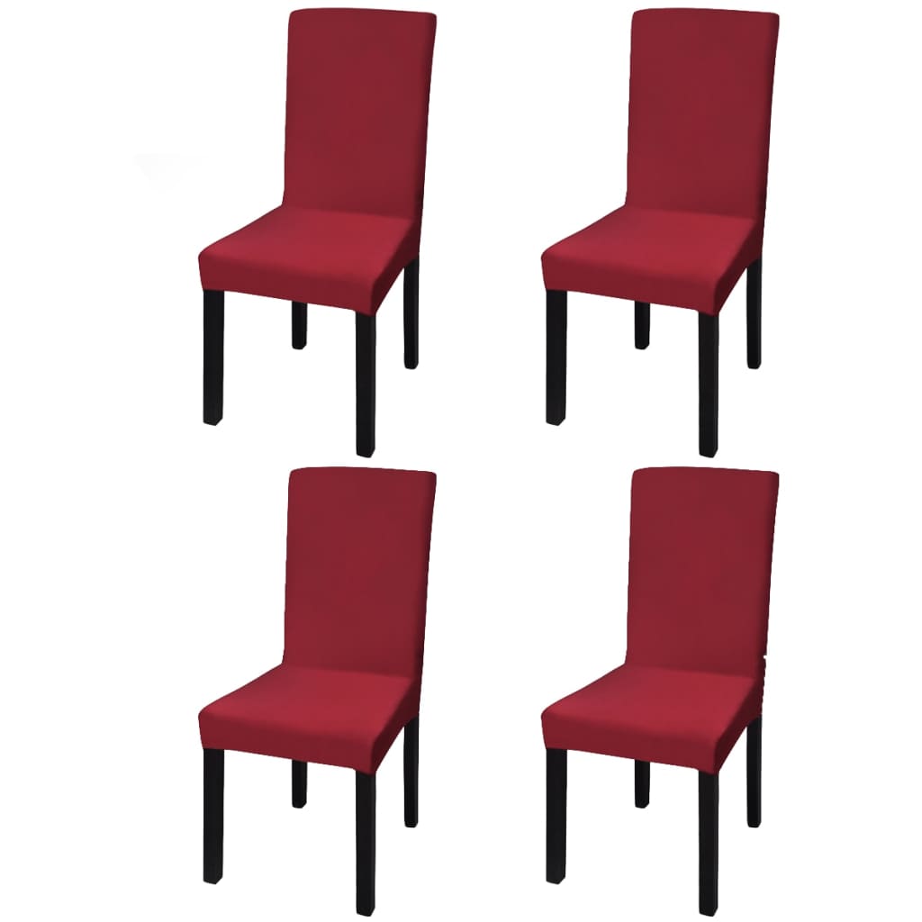 Stretch chair covers straight 4 pieces Bordeaux