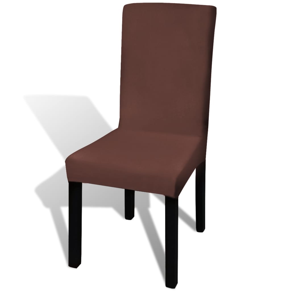 Stretch chair covers straight 6 pieces brown