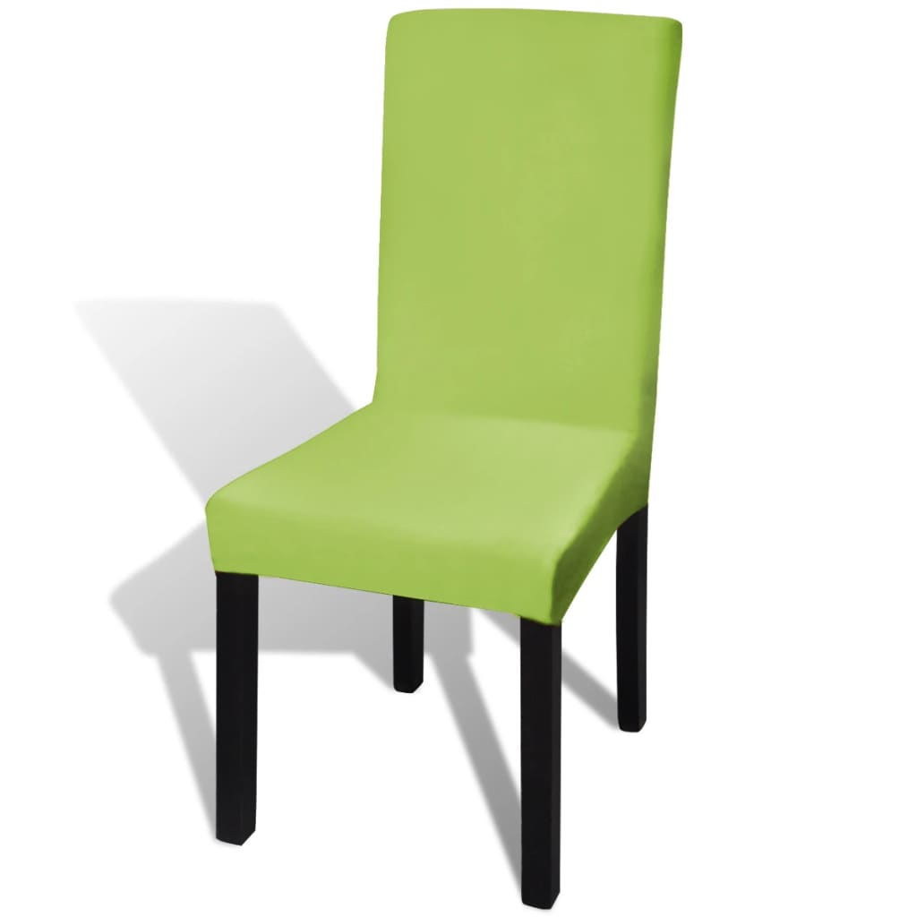 Stretch chair covers straight 6 pieces green