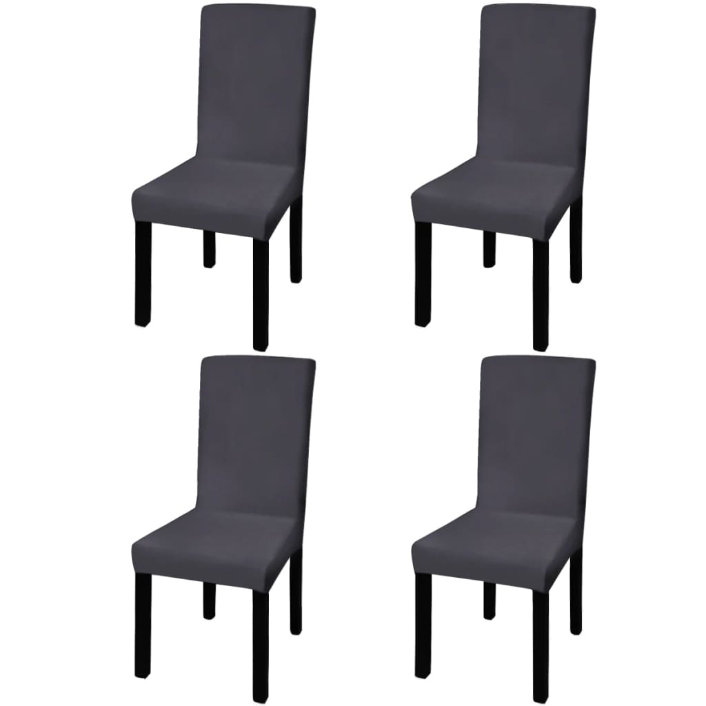 Stretch chair covers straight, 4 pieces. Anthracite