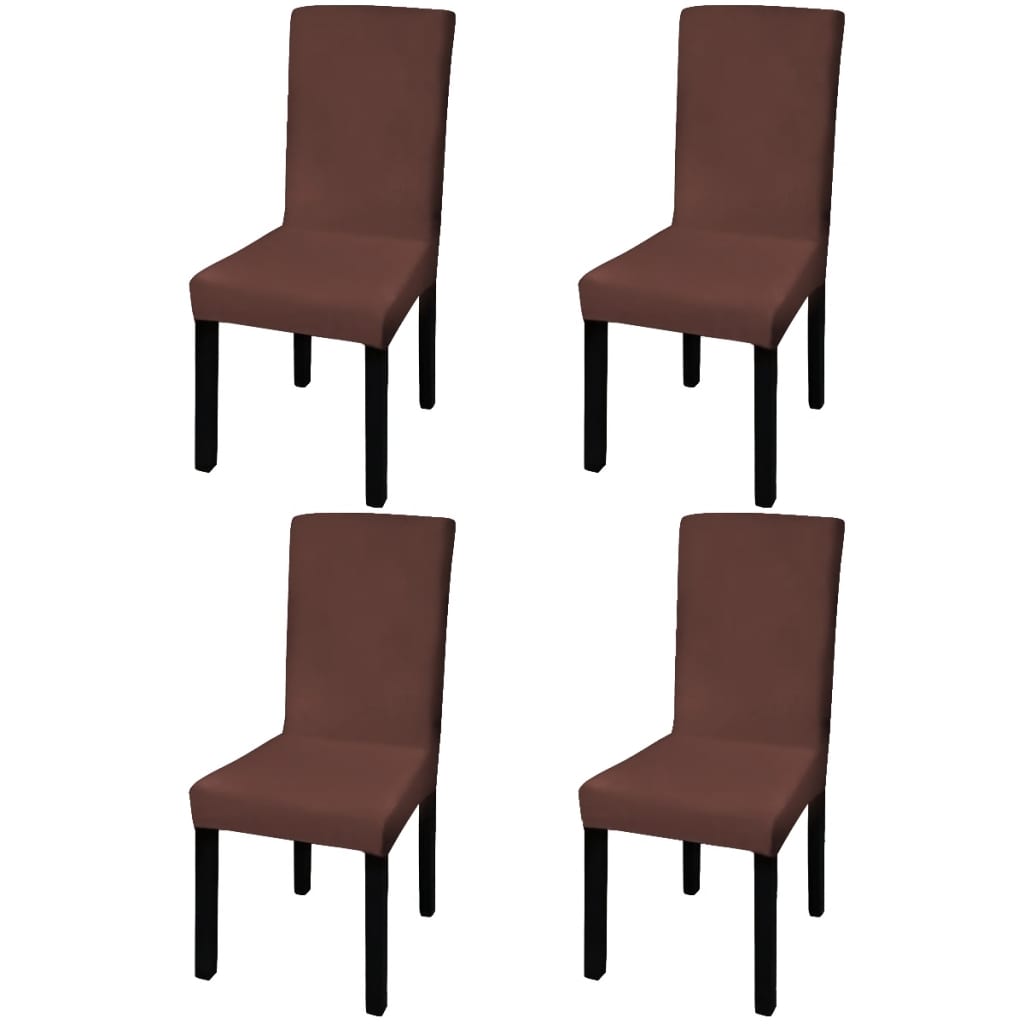 Stretch chair covers straight 4 pieces brown