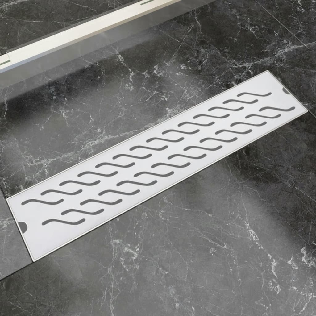 Straight shower channel waves 530x140 mm stainless steel