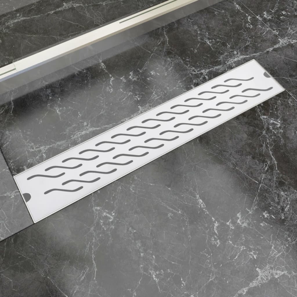 Straight shower channel waves 630x140 mm stainless steel
