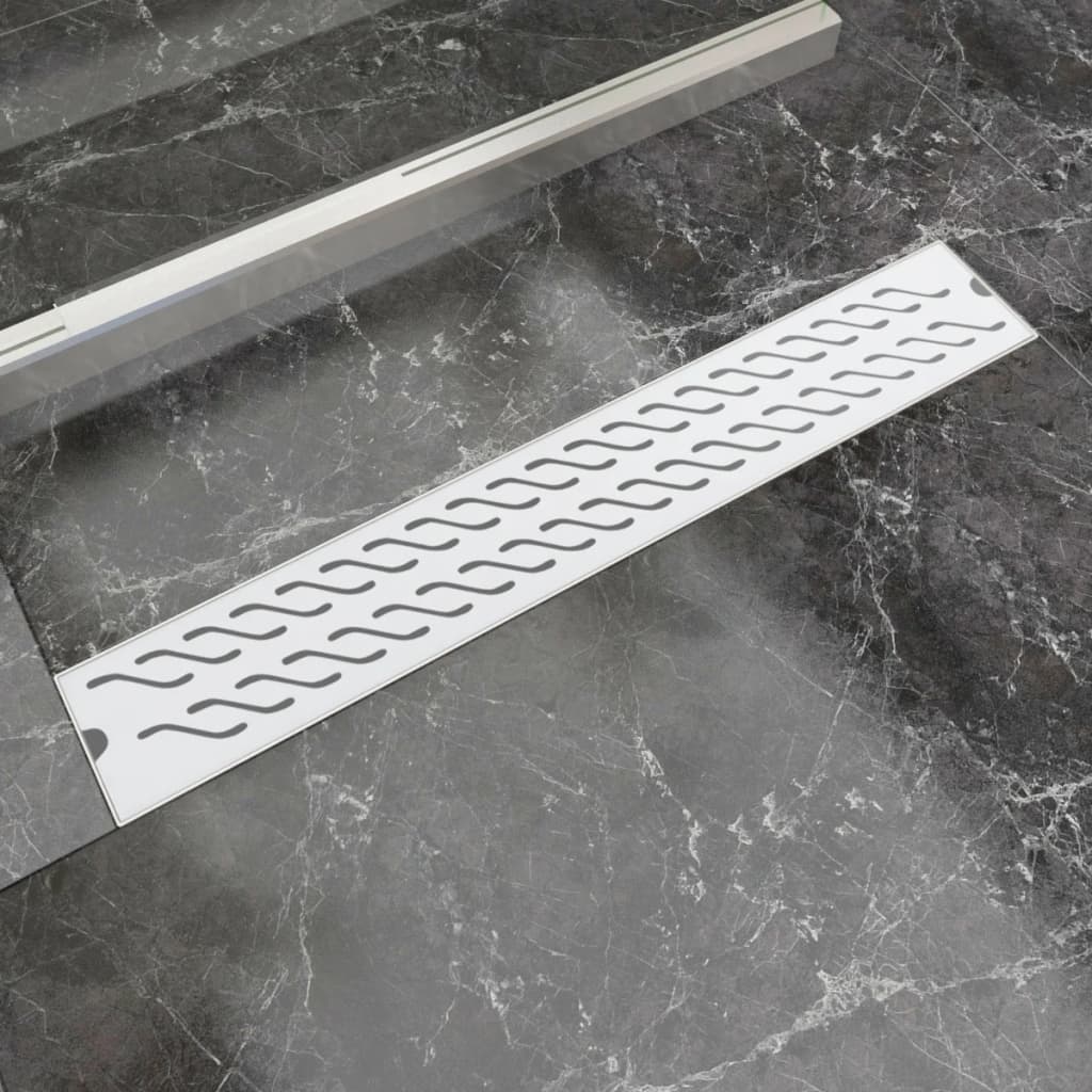 Straight shower channel waves 730x140 mm stainless steel