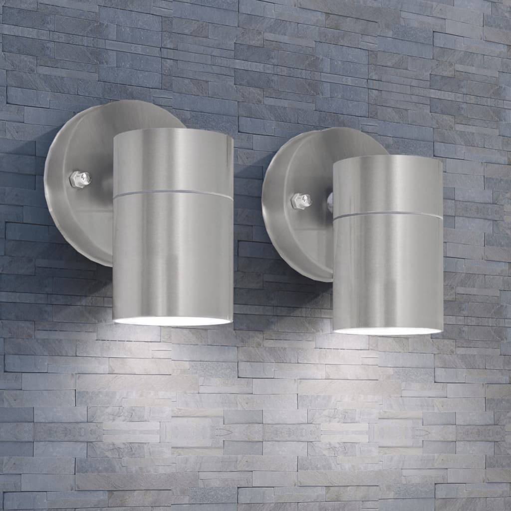 Outdoor wall lights 2 pieces. Stainless steel downward beam