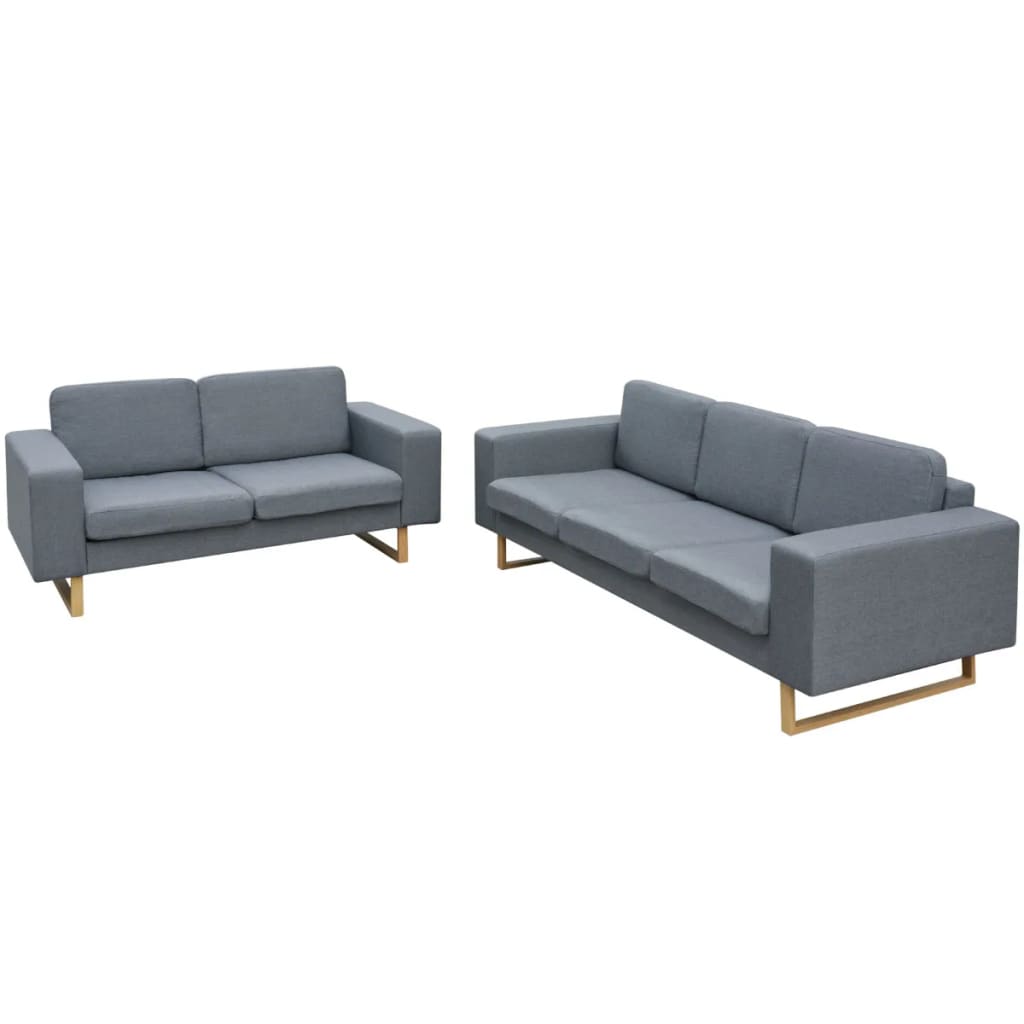 2-seater and 3-seater sofa set light gray