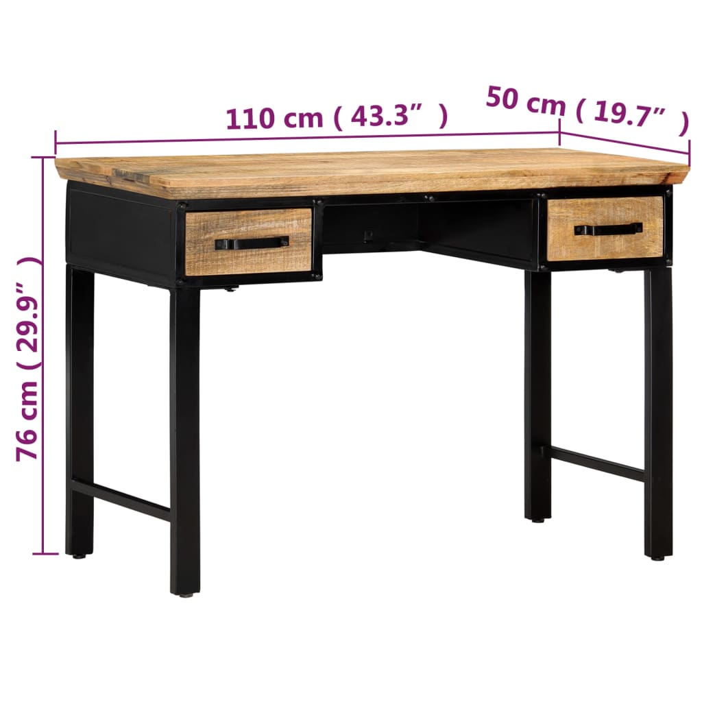 Schreibtisch 110 x 50 x 76 cm Mangoholz Massiv