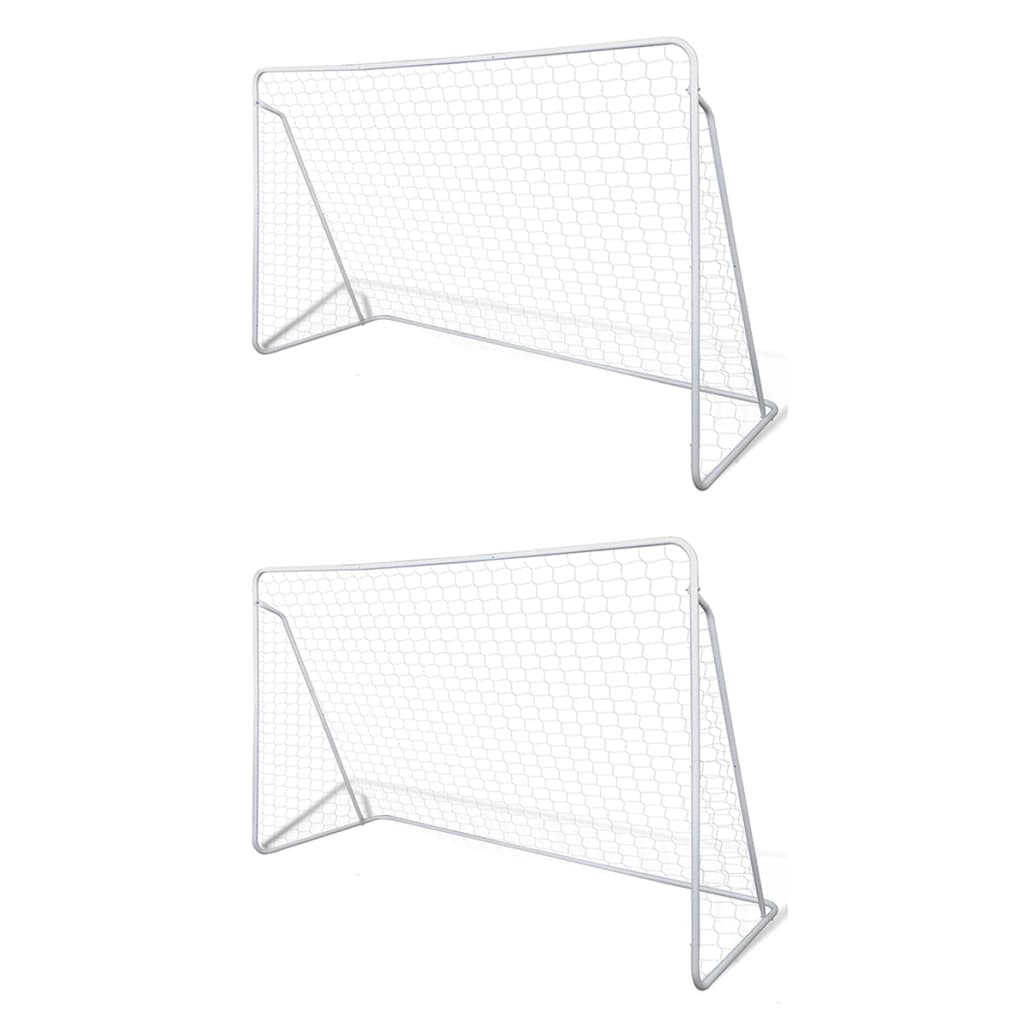 Football goal nets 2 pieces 240 x 90 x 150 cm steel