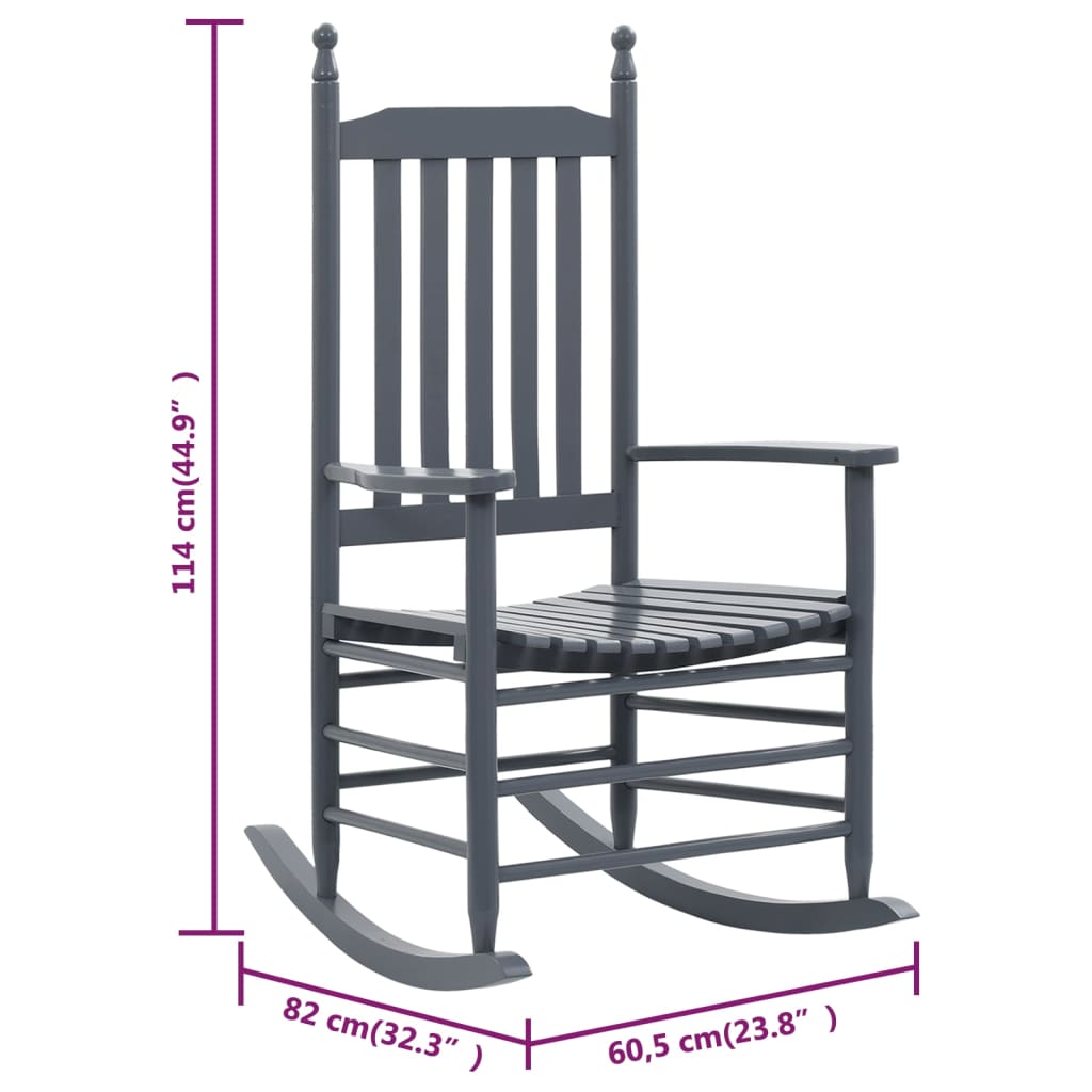 Schaukelstuhl mit gebogener Sitzfläche Grau Pappelholz
