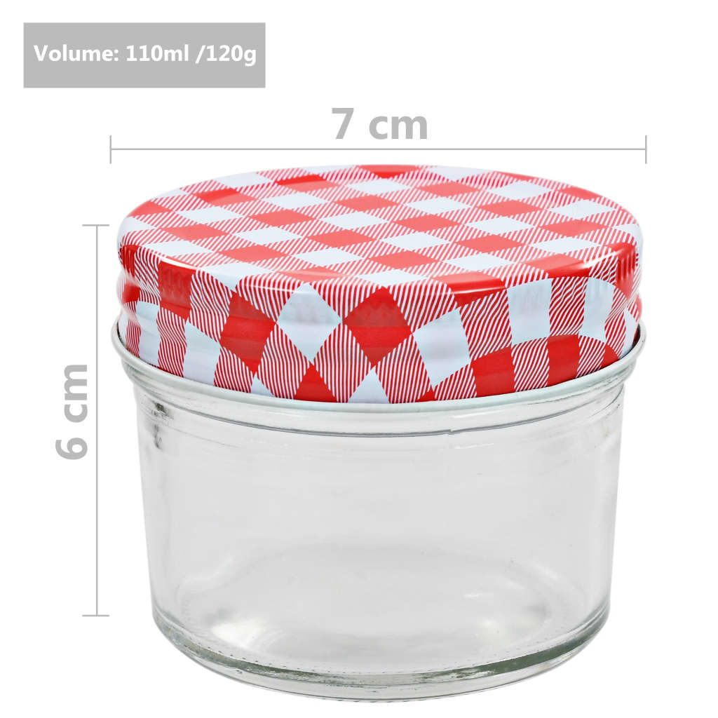 Jam jars with white/red lids 48 pieces 110 ml
