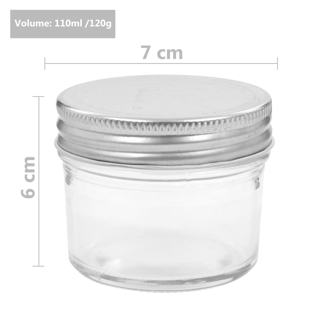 Jam jars with silver lids 24 pieces 110 ml