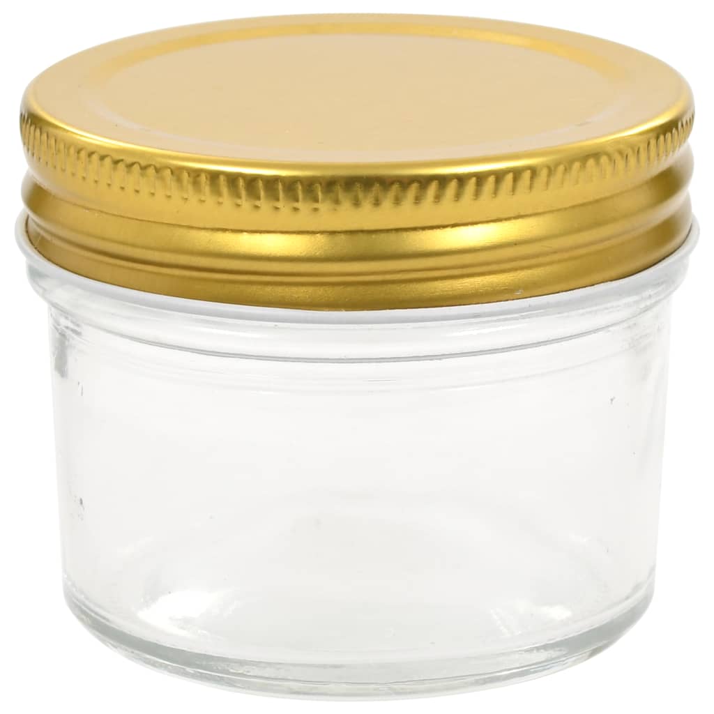 Jam jars with golden lids 48 pieces 110 ml