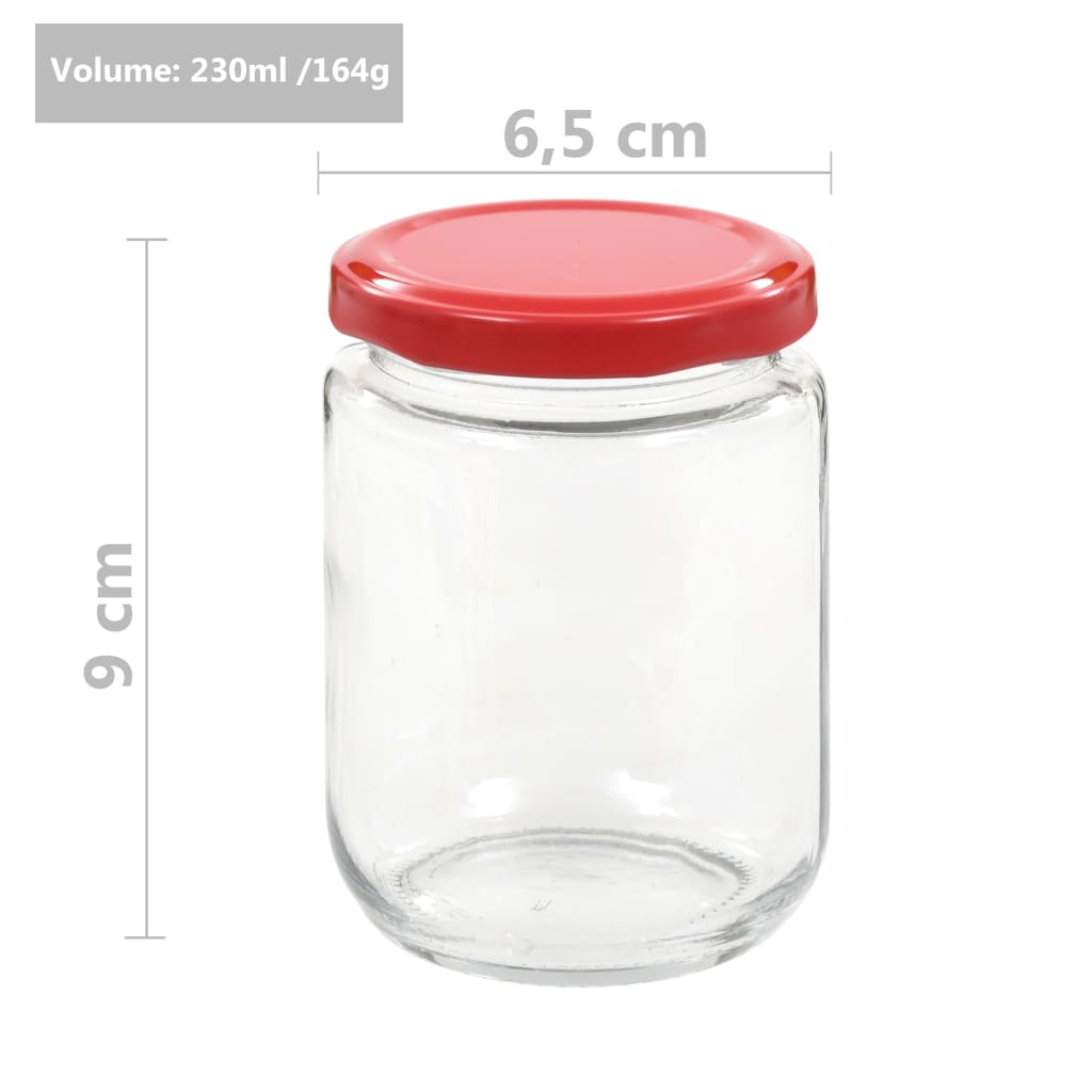 Jam jars with red lids 48 pieces 230 ml