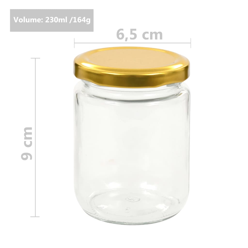 Jam jars with golden lids 48 pieces 230 ml