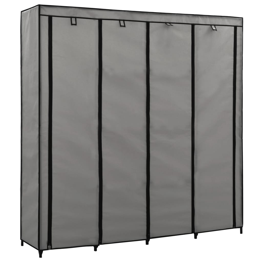 Wardrobe with 4 compartments gray 175 x 45 x 170 cm