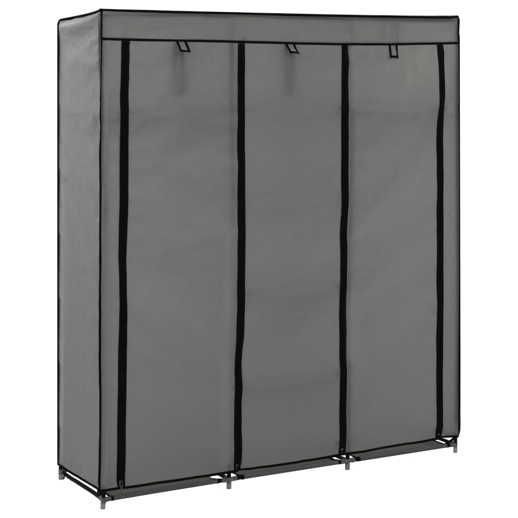 Wardrobe with compartments and bars gray 150x45x175cm fabric